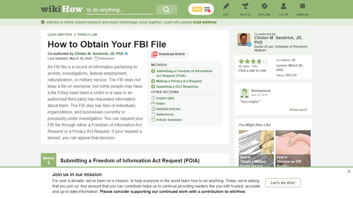 3 Ways to Obtain Your FBI File - wikiHow