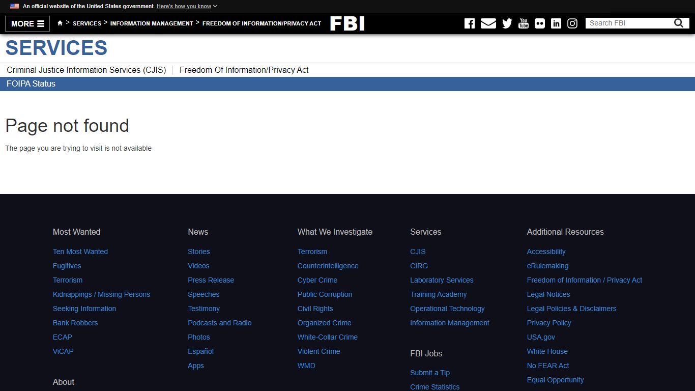 Sample FOIA Request Letter — FBI - Federal Bureau of Investigation